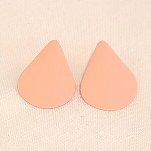 Vintage Pink Coated Metal Teardrop Stud Earrings